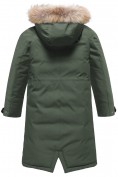 Купить Парка зимняя подростковая для девочки с капюшоном и мехом темно-зеленого цвета 9536TZ, фото 9