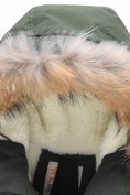 Купить Парка зимняя подростковая для девочки с капюшоном и мехом темно-зеленого цвета 9536TZ, фото 11