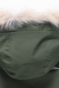 Купить Парка зимняя подростковая для девочки с капюшоном и мехом темно-зеленого цвета 9536TZ, фото 12
