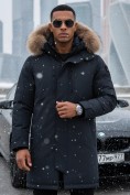 Купить Парка зимняя мужская с капюшоном и мехом енот черного цвета 9537-1Ch