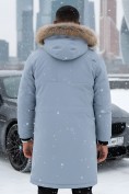 Купить Парка зимняя мужская с капюшоном и мехом енот синего цвета 9537-1S, фото 2