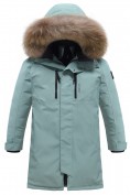 Купить Парка зимняя мужская с капюшоном и мехом енот зеленого цвета 9537-1Z, фото 8