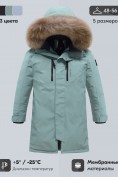 Купить Парка зимняя мужская с капюшоном и мехом енот зеленого цвета 9537-1Z, фото 3