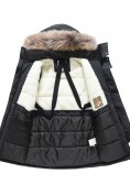Купить Парка зимняя подростковая для мальчика с капюшоном и мехом черного цвета 9537Ch, фото 10