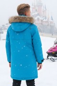 Купить Парка зимняя подростковая для мальчика с капюшоном и мехом голубого цвета 9537Gl, фото 2