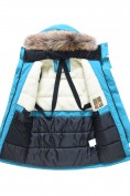 Купить Парка зимняя подростковая для мальчика с капюшоном и мехом голубого цвета 9537Gl, фото 10
