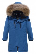 Купить Парка зимняя подростковая для мальчика с капюшоном и мехом синего цвета 9537S, фото 8