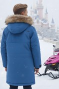 Купить Парка зимняя подростковая для мальчика с капюшоном и мехом синего цвета 9537S, фото 2