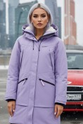 Купить Парка зимняя женская с капюшоном сиреневого цвета 9538-1Sn