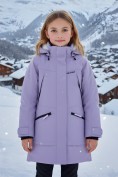 Купить Парка зимняя подростковая для девочки с капюшоном сиреневого цвета 9538Sn
