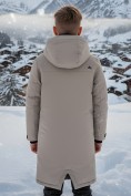 Купить Парка зимняя подростковая для мальчика с капюшоном бежевого цвета 9539B, фото 2