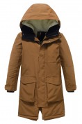 Купить Парка зимняя подростковая для мальчика с капюшоном коричневого цвета 9539K, фото 8