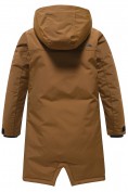 Купить Парка зимняя подростковая для мальчика с капюшоном коричневого цвета 9539K, фото 9