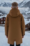 Купить Парка зимняя подростковая для мальчика с капюшоном коричневого цвета 9539K, фото 2
