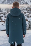 Купить Парка зимняя подростковая для мальчика с капюшоном темно-зеленого цвета 9539TZ, фото 2