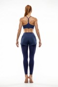Купить Легинсы женские с шортами 2 в 1 с высокой посадкой темно-синего цвета 9555_1TS, фото 12