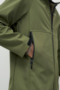 Купить Ветровка спортивная мужская с капюшоном softshell цвета хаки 9563Kh, фото 16