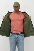 Купить Ветровка спортивная мужская с капюшоном softshell цвета хаки 9563Kh, фото 18