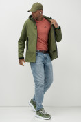 Купить Ветровка спортивная мужская с капюшоном softshell цвета хаки 9563Kh, фото 20