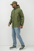 Купить Ветровка спортивная мужская с капюшоном softshell цвета хаки 9563Kh, фото 5