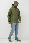 Купить Ветровка спортивная мужская с капюшоном softshell цвета хаки 9563Kh, фото 6