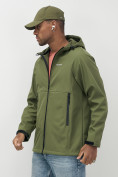Купить Ветровка спортивная мужская с капюшоном softshell цвета хаки 9563Kh, фото 12