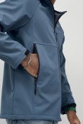 Купить Ветровка спортивная мужская с капюшоном softshell синего цвета 9563S, фото 16