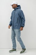 Купить Ветровка спортивная мужская с капюшоном softshell синего цвета 9563S, фото 5