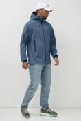 Купить Ветровка спортивная мужская с капюшоном softshell синего цвета 9563S, фото 6