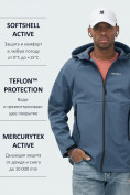 Купить Ветровка спортивная мужская с капюшоном softshell синего цвета 9563S
