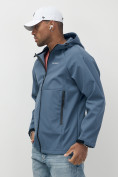 Купить Ветровка спортивная мужская с капюшоном softshell синего цвета 9563S, фото 11
