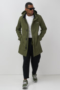 Купить Парка спортивная мужская с капюшоном softshell цвета хаки 9565Kh, фото 18