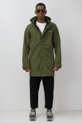 Купить Парка спортивная мужская с капюшоном softshell цвета хаки 9565Kh, фото 14
