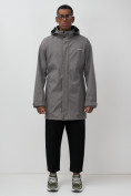 Купить Парка спортивная мужская с капюшоном softshell серого цвета 9565Sr, фото 4