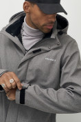 Купить Парка спортивная мужская с капюшоном softshell серого цвета 9565Sr, фото 21
