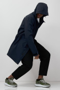Купить Парка спортивная мужская с капюшоном softshell темно-синего цвета 9565TS, фото 16