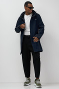 Купить Парка спортивная мужская с капюшоном softshell темно-синего цвета 9565TS, фото 17
