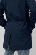 Купить Парка спортивная мужская с капюшоном softshell темно-синего цвета 9565TS, фото 22