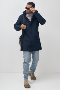 Купить Парка спортивная мужская с капюшоном softshell темно-синего цвета 9565TS, фото 24