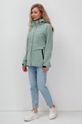Купить Ветровка спортивная женская с капюшоном softshell бирюзового цвета 9566Br, фото 16