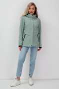 Купить Ветровка спортивная женская с капюшоном softshell бирюзового цвета 9566Br, фото 15