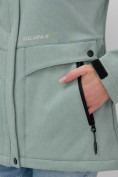 Купить Ветровка спортивная женская с капюшоном softshell бирюзового цвета 9566Br, фото 14