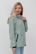 Купить Ветровка спортивная женская с капюшоном softshell бирюзового цвета 9566Br, фото 12