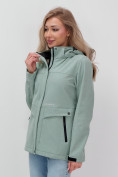 Купить Ветровка спортивная женская с капюшоном softshell бирюзового цвета 9566Br, фото 11