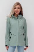 Купить Ветровка спортивная женская с капюшоном softshell бирюзового цвета 9566Br, фото 10