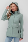 Купить Ветровка спортивная женская с капюшоном softshell бирюзового цвета 9566Br, фото 8
