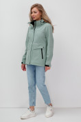 Купить Ветровка спортивная женская с капюшоном softshell бирюзового цвета 9566Br, фото 5