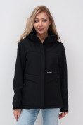 Купить Ветровка спортивная женская с капюшоном softshell черного цвета 9566Ch, фото 4