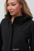 Купить Ветровка спортивная женская с капюшоном softshell черного цвета 9566Ch, фото 8