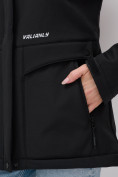 Купить Ветровка спортивная женская с капюшоном softshell черного цвета 9566Ch, фото 9